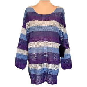 Love Stitch Striped Sweater in Blue, Purple, and Cream